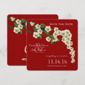 桜の枝に日程を記す 招待状 (正面/裏面)