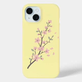 桜の枝のデリケートなイラスト iPhone 15ケース