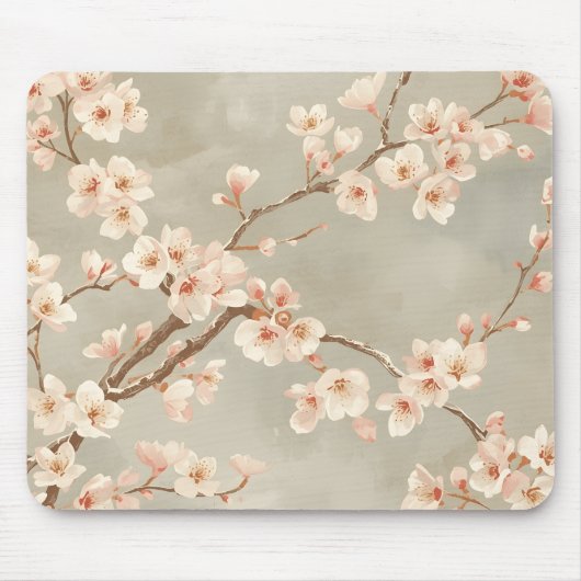 桜の枝のヴィンテージ柄 マウスパッド (正面)