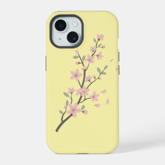 桜の枝の繊細なイラスト iPhone 15ケース
