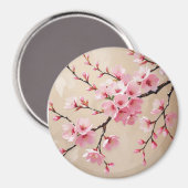 桜の枝の美術 – エレガントなピンクの桜 マグネット (正面/裏面)
