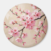 桜の枝の美術 – エレガントなピンクの桜 マグネット (正面)