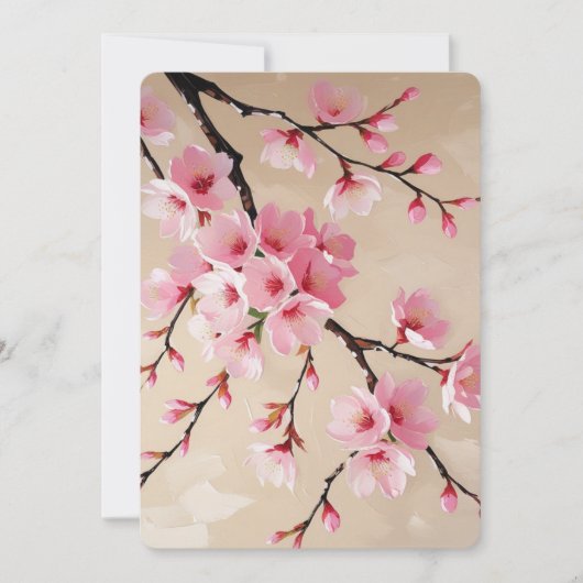 桜の枝の芸術 - エレガントなピンクの桜 招待状 (正面)