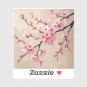 桜の枝アート - エレガントなピンクの桜 シール (シート)