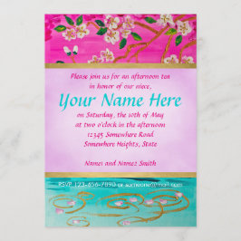 桜の枝桜水さざ波の絵画 招待状