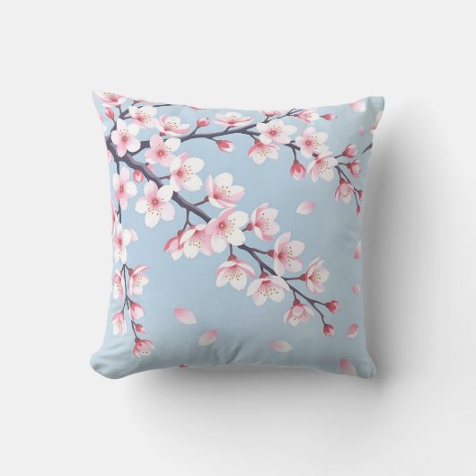 桜の枝 静かなパターン クッション (正面)