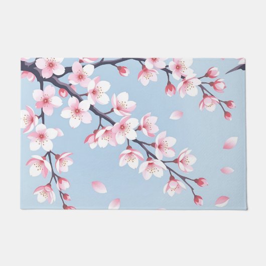 桜の枝 静かなパターン ドアマット (正面)