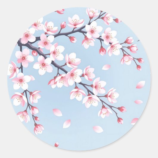 桜の枝 静かなパターン ラウンドシール (正面)