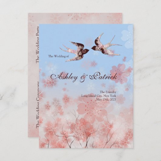 桜の桜および愛つばめプログラム 案内ポストカード (正面/裏面)