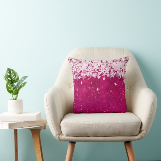 桜の桜の明るい赤紫色及び白い花 クッション (椅子)