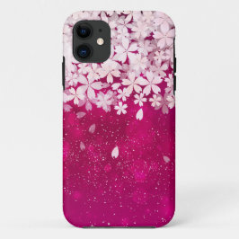 桜の桜の明るい赤紫色及び白い花 iPhone 11 ケース