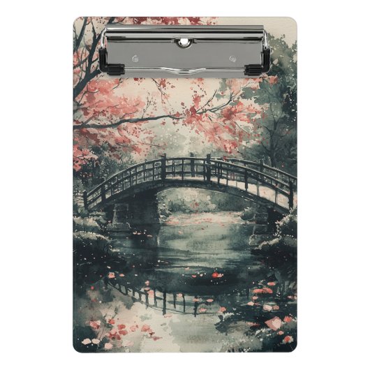 桜の橋の墨絵風景 (1) ミニクリップボード (正面)