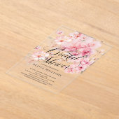 桜の歓喜 ブライダルシャワー アクリル招待状 (レイダウン)