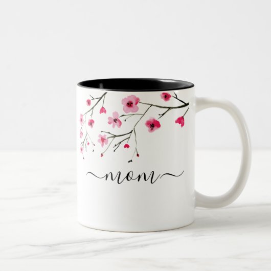 桜の母フラワーピンクボタニカル ツートーンマグカップ (右)