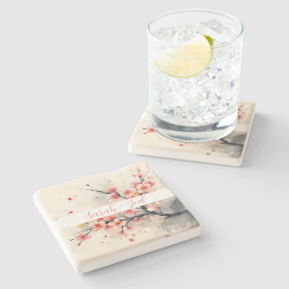 桜の水彩ピンク ウェディング ストーンコースター