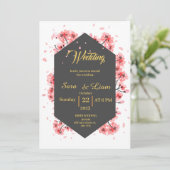 桜の水彩招待状 招待状 (スタンド正面)