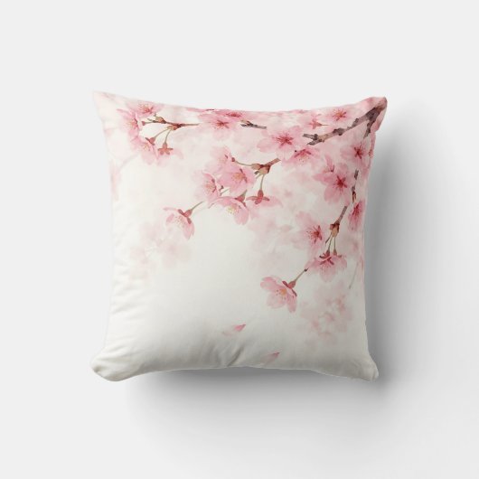 桜の水彩柄 クッション (正面)