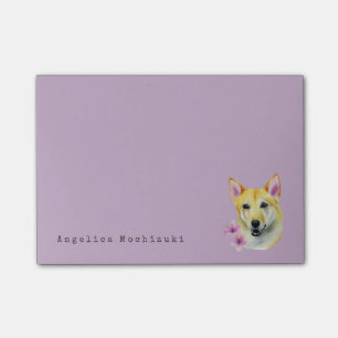 桜の水彩画の絵画の柴犬 ポストイット