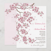 桜の水彩結婚式招待状 招待状 (正面/裏面)