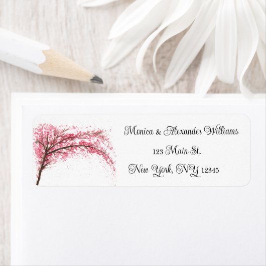 桜の水彩 ピンク 返信先住所 ラベル (インサイチュ)