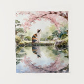 桜の池に映る風景 タペストリー (正面)