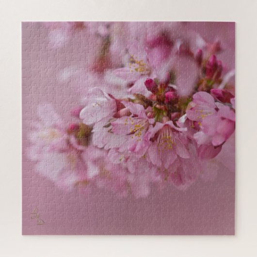 桜の淡いピンクの反射 ジグソーパズル (縦)