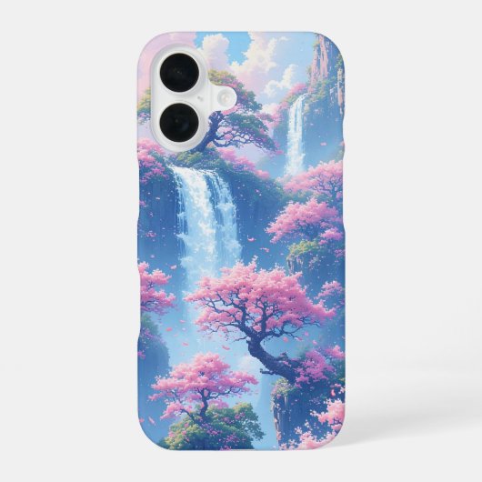 桜の滝パラダイス iPhone 16ケース (裏面)