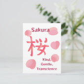 桜の漢字と花言葉 ポストカード (スタンド正面)