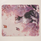 桜の猫と蝶々（２） シェルパブランケット (正面(横))