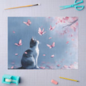 桜の猫と蝶々（４） 薄葉紙 (クラフト)