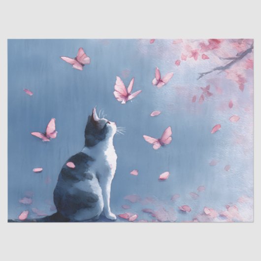 桜の猫と蝶々（４） 薄葉紙 (正面)