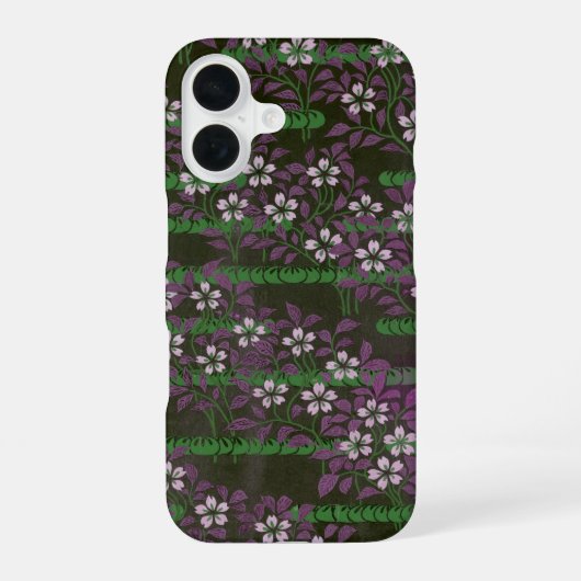 桜の筏デザインのスマホケース | 紫の桜 iPhone 16ケース (裏面)