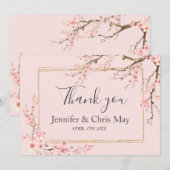 桜の結婚式のお礼カード サンキューカード (正面/裏面)
