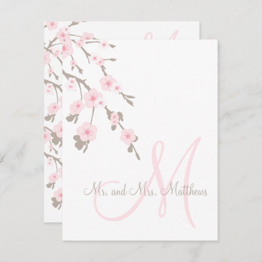 桜の結婚式のサンキューカードの前部 サンキューカード (正面/裏面)