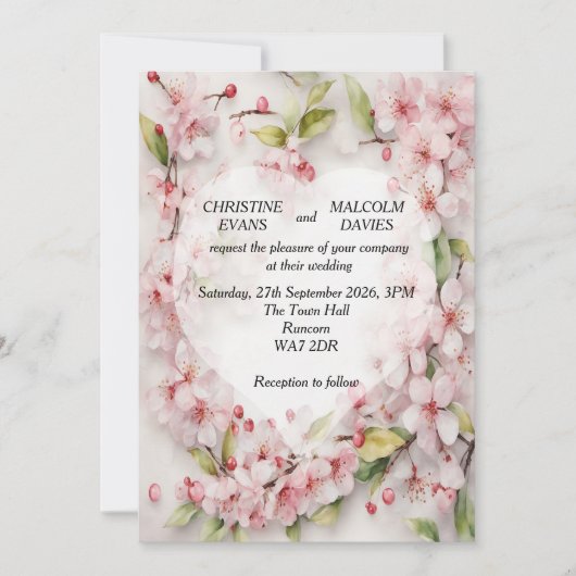 桜の結婚式招待状 招待状 (正面)