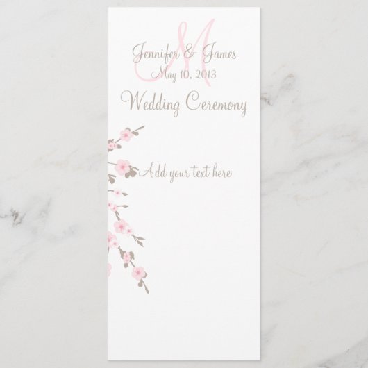 桜の結婚式教会プログラム・カード プログラム (正面)