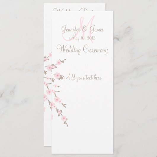 桜の結婚式教会プログラム・カード プログラム (正面/裏面)