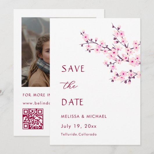 桜の結婚式 結婚式の期日 セーブザデート (正面/裏面)