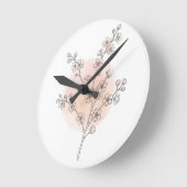 桜の線画 ピンク ピーチ 水彩画 ラウンド壁時計 (傾斜)