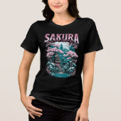 桜の聖域 日本庭園 トライブレンドＴシャツ (正面)