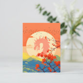 桜の自然の山のドラゴン ポストカード (スタンド正面)