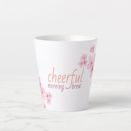 桜の花が咲く朝のひとときをイメージしたマグカップ カフェラテマグ (正面)