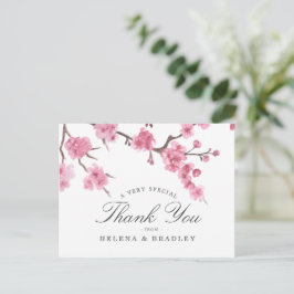 桜の花が咲く ウェディングのお礼 ポストカード