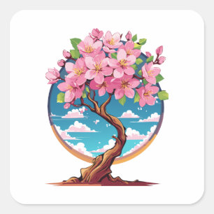 桜の花が咲く スクエアシール