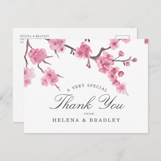 桜の花が咲く | 結婚式のお礼 ポストカード (正面/裏面)