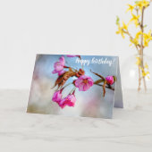 桜の花が春に柔らかいピンク色に カード (黄色い花)