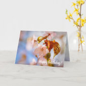 桜の花とオレンジ葉の季節 カード (黄色い花)