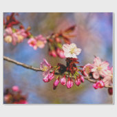 桜の花と晴れた日の紫の芽 ラッピングペーパー (フラット)