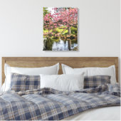 桜の花と池の写真 キャンバスプリント (インサイチュ (寝室))
