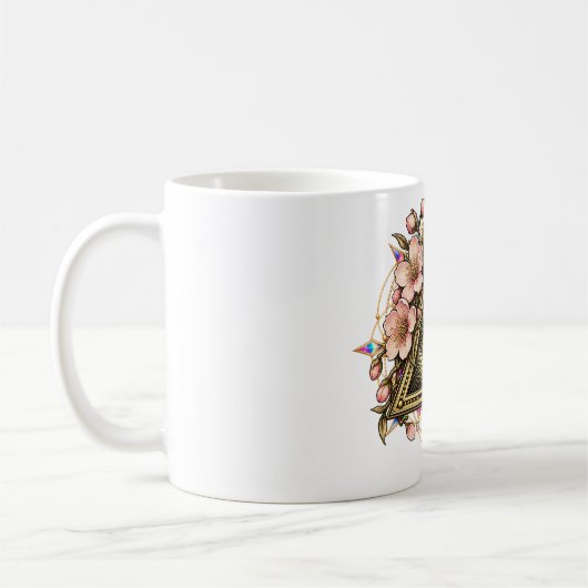 桜の花と目 コーヒーマグ コーヒーマグカップ (左)